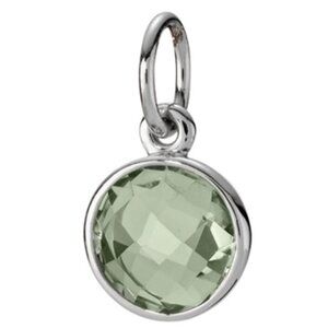 Pandora Silver Pendant Charm with Light Green Faceted Gem